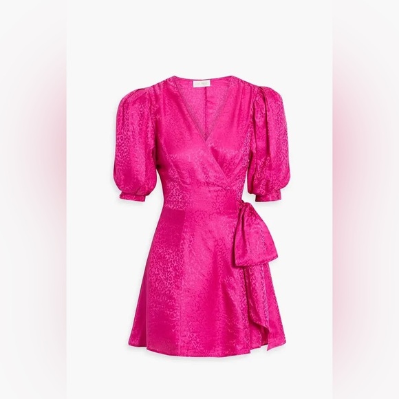 RONNY KOBO Anna Satin Jacquard Mini Dress In Bright Pink - Picture 2 of 8